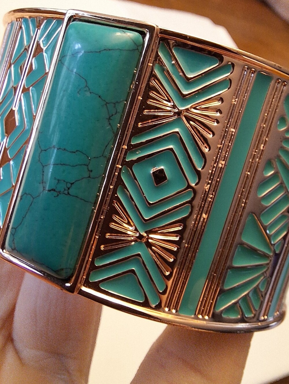 NWT Bradford Exchange Nature's Healing Embrace Copper Turquoise Cuff Bracelet